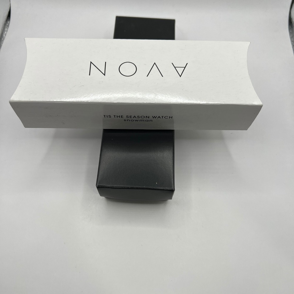 Avon Snowman Quartz Watch Tis the Season Black Band‎ Christmas Holiday - Picture 2 of 5